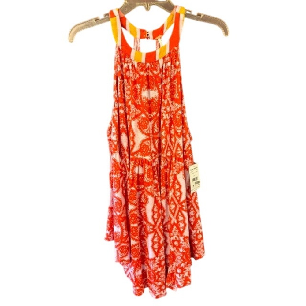 Free People Lavender Combo Tank Top Womens Size M Orange New Geometric‎ Halter